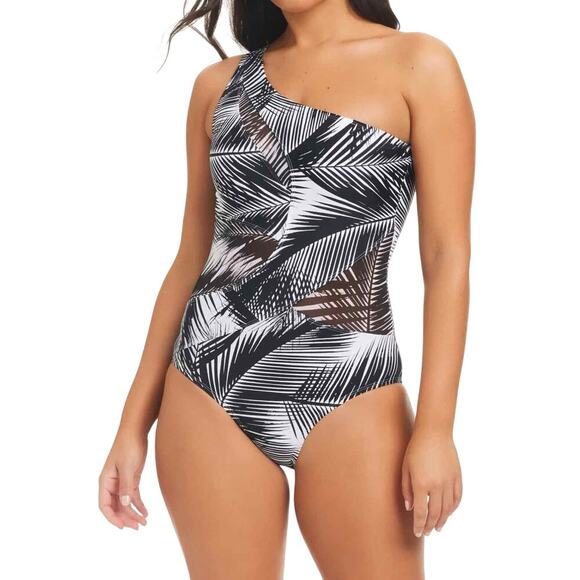 Beyond Control Giving Attitude One Shoulder Tummy Control Swimsuit Size 14 - Picture 7 of 10